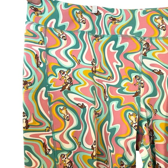 Disney Parks 3X Chip and Dale Colorful Leggings Psychedelic Groovy Vacation - Picture 3 of 6